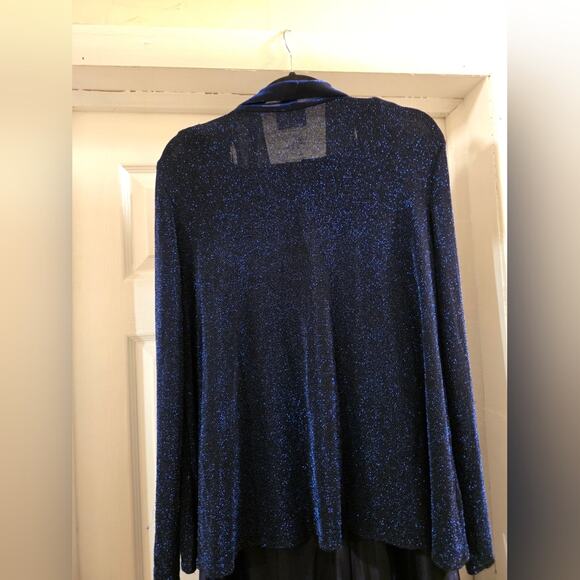 Vtg Y2K 90s Sleeveless Blue Shimmer Maxi Dress Evening Gown Jacket Leslie Fay 14 - Picture 9 of 10